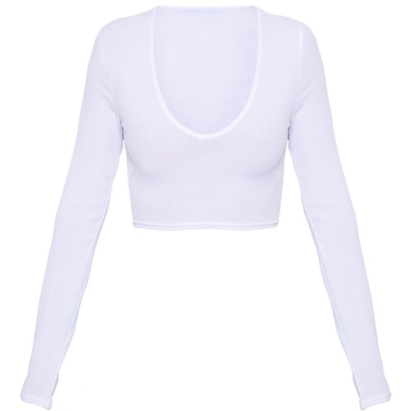White Ribbed Crop Longsleeve from Pretty Little Thing - Picture 1 of 3